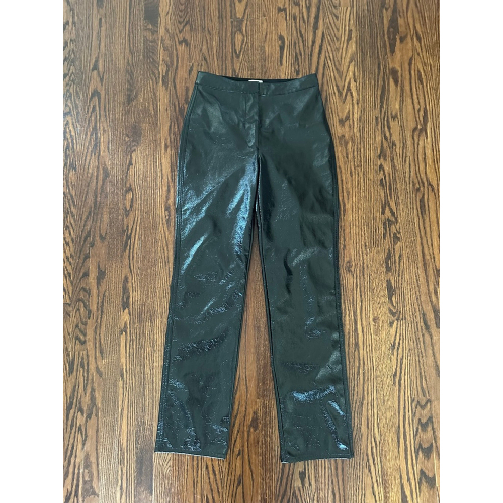 Women's Wilfred Black Patent Faux Leather Straight Leg Pants Size 4